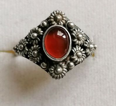 Antik Silber Ring 925 mit elegante rot Spinell, Gr.61 , Art Deco, 3,75g , Top