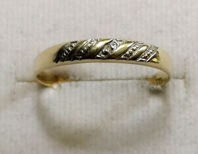 Goldring Gelbgold Ring 585 14K mit Diamant ca 0.01 ct , Gr. 58