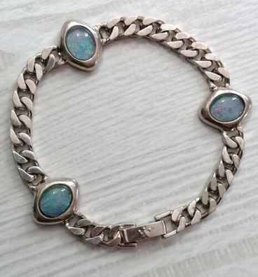 Silber 835 Armband mit elegante blaue Stein, ca 19,5cm, bis 1,7cm, 27,26g, Top
