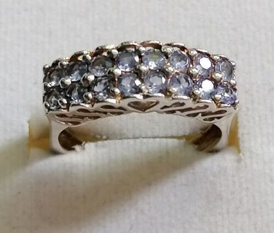 Antik Silber Ring 925 mit 16 elegante Amethyst, Gr.60 , Art Deco, 4,83g, Top