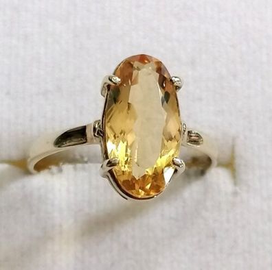 Goldring Gelbgold Ring 333 mit elegante groß Citrin, Gr.58, Art Deco, Neuwertig
