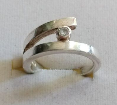 Silber Ring 925 mit elegante Zirkonia, Art Deco, Gr.59, Massive, 7,13 g, Top
