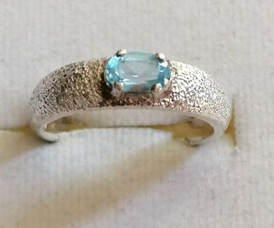 Silber Ring 925 Milor diamantiert mit elegante Aquamarin, Gr.53, Art Deco, Top