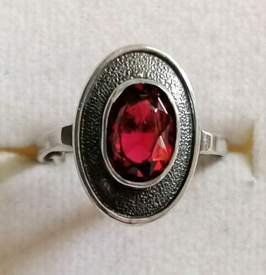 Antik Silber Ring 800 mit elegante groß rot Spinell, Art Deco, Gr.54