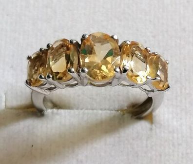 Silber Ring 925 mit Citrin von IV Harvey Ivens , Gr.57, Art Deco, Neuwertig, Top