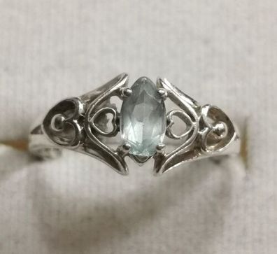 Antik Silber Ring 925 mit Aquamarin, Gr.58, Art Deco