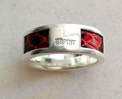 Silber Ring 925 mit rot Edelsteinen von Esprit, Gr.57, Art Deco, 8.73g