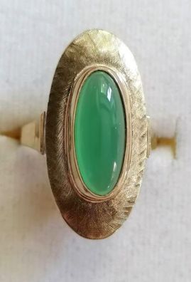 Antik Goldring Gelbgold Ring 333 mit groß Chrysopras, Art Deco, Gr.59, Top
