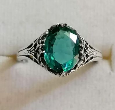 Silber Ring 925 mit elegante Blautopas, Gr.53, Neu, Art Deco, Antik style, Top