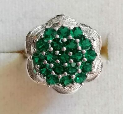 Silber Ring 925 mit elegante Smaragden , Gr.53, Neuwertig , Art Deco, Top