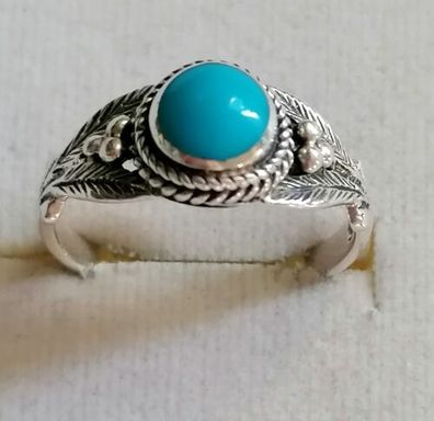 Silber Ring 925 mit elegante Türkis, Gr.60 , Art Deco, Neuwertig , Top