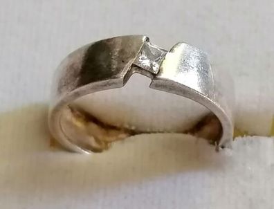 Antik Silber Ring 925 mit elegante Zirkonia, Gr. 55 , Art Deco, 3,55g