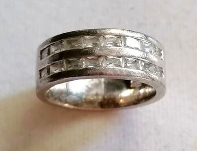 Massive Silber Ring 925 mit elegante Zirkonia von Esprit, Gr.53, Art Deco, 8,24g