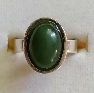 Antik Silber Ring 835 mit elegante groß Jade, Gr.56 , Art Deco, 6,71g