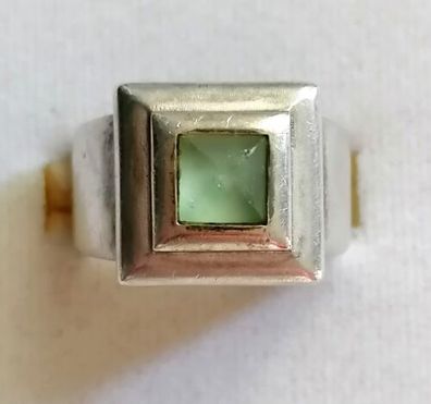 Sehr Massive Antik Silber Ring 925 mit elegante Peridot, Art Deco, Gr.58, 10,73g