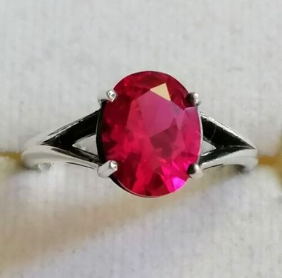 Silber Ring 925 mit elegante groß Rubin , Gr.52, Art Deco, Neu, Top