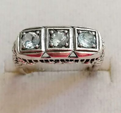 Silber Ring 925 mit elegante Aquamarin, Gr.51 , Art Deco, Antik style, Neu, Top