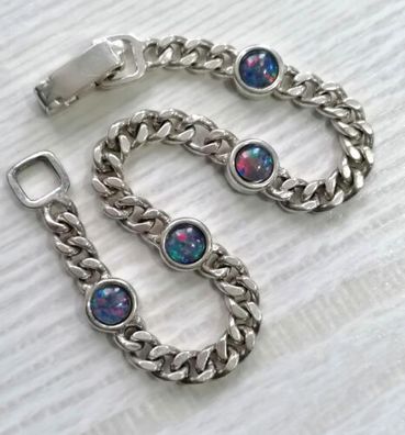 Silber 925 Armband mit Opal triplet FS, 20cm, bis 8mm, ca 18g, Art Deco, Top