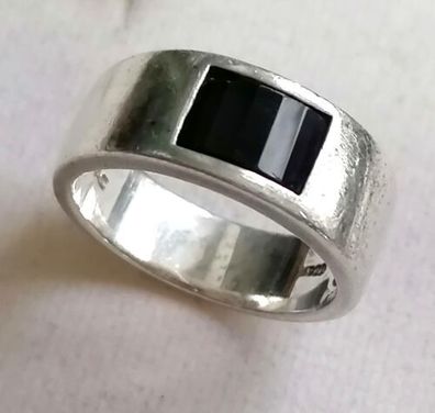 Antik Silber Ring 925 mit elegante Onyx , Gr.56, Massive, 6,17g, Art Deco, Top
