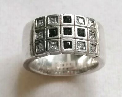 Sehr Massive Silber Ring 925 mit Onyx & Zirkonia von Esprit, Gr.54, 14,71g