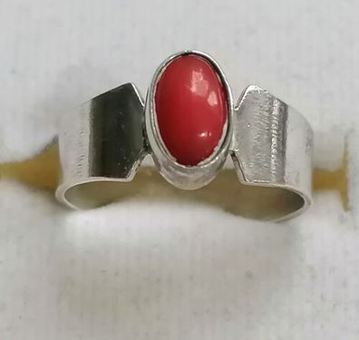 Silber Ring 835 mit elegante Koralle , Gr.52