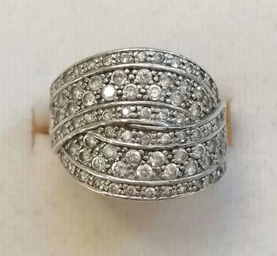 Antik Silber Ring 925 mit viele Zirkonia , Art Deco, Gr.54 , 9,03g , Massive