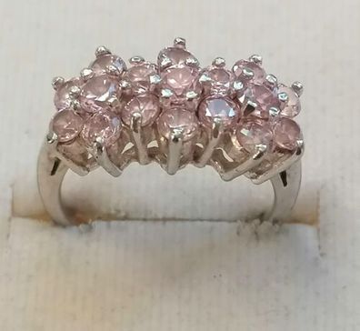 Silber Ring 925 mit elegante pink Saphiren , Gr.54