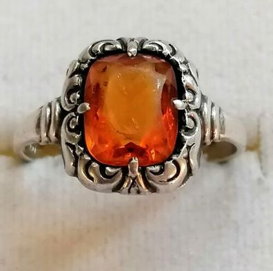 Antik Silber Ring 800 mit elegante Feuer Opal , Gr.58 , Art Deco