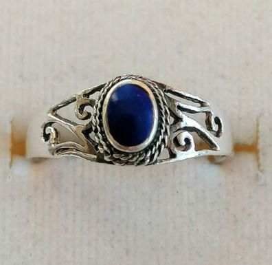 Antik Silber Ring 925 mit elegante Lapislazuli , Gr.59, Art Deco