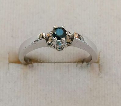 Silber Ring 835 mit elegante Saphir, Blume Form , Gr.56, Art Deco, Neuwertig, Top