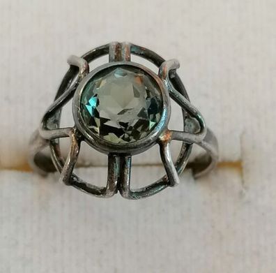 Antik Silber Ring 835 mit elegante groß Turmalin, Gr.56, Art Deco