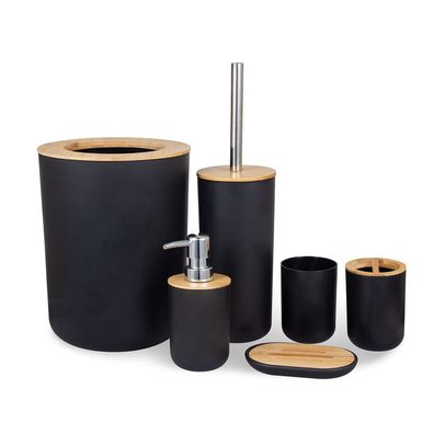 6-teiliges Badezimmer-Set aus Bambus und Holz Toilettenartikel