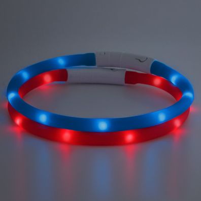 Precorn LED Silikon Leuchthalsband Sicherheits Hunde-Halsband Set USB Rot/ Blau