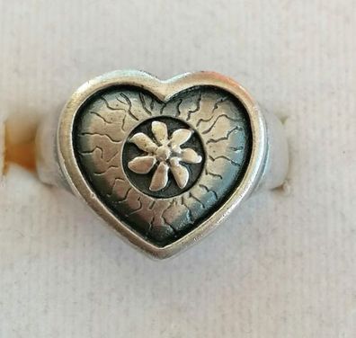 Antik Silber Ring 925 mit elegante Herz Gravur, Gr.60, Art Deco, 7,7g , Top