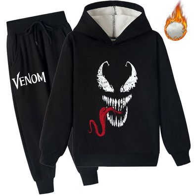2er Set Kinder Venom Sportanzug Marvel Merch Hoodie Hose Velvet Pullover Leggings
