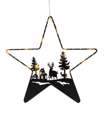 LED Metall Stern Silhouette warm weiß 30 cm - Weihnachts Deko Aufhänger Batterie