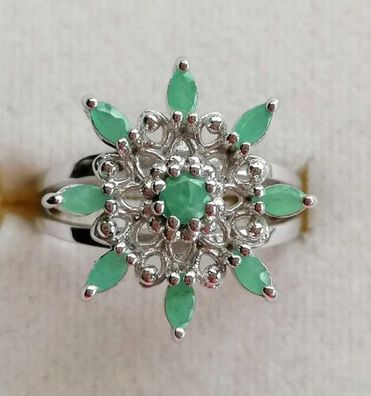 Silber Ring 925 mit elegante Smaragden, Gr.61, veränderbar, Neu, 4,97g, Top