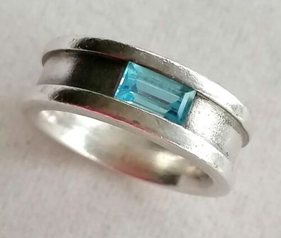 Antik Silber Ring 925 mit elegante Aquamarin Quinn, Art Deco, Gr.56, 10,08g, Top