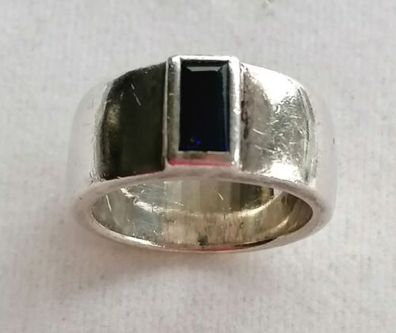 Sehr Massive Antik Silber Ring 925 mit elegante Saphir, Art Deco, Gr.59, 15,31g