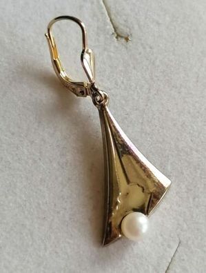 Gold Ohrringe Ohrhänger Gelbgold 333 mit elegante Perle, Einzelstück