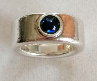 Sehr Massive Antik Silber Ring 925 mit elegante Saphir, Gr.57, Art Deco, 21,5g