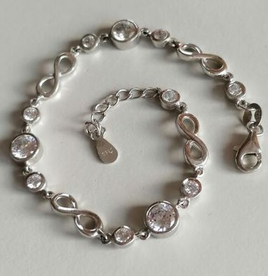 Silber 925 Armband mit elegante Zirkonia, ca 20cm, Neuwertig, 6,86g, Top