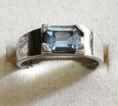 Antik Silber Ring 925 mit elegante Aquamarin , Gr.56 , 5,54 g, Art Deco