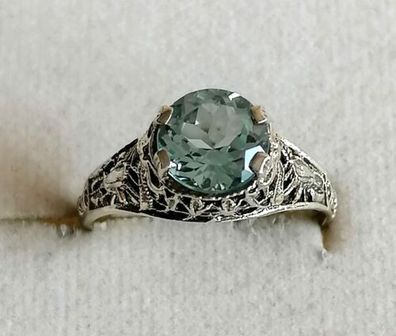 Silber Ring 925 mit elegante Aquamarin, Gr.55, Antik style , Art Deco, Neu, Top
