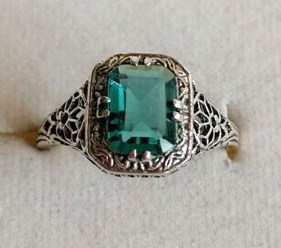 Silber Ring 925 mit elegante Blautopas, Gr.57, Antik style , Art Deco, Neu, Top