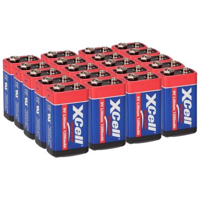 20x XCell Lithium 9V Block Hochleistungs- Batterien für Rauchmelder / Feuermelder ...