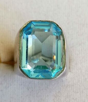 Massive Silber Ring 925 mit elegante XXL Blautopas, Gr.50, 13,07g, Rare, Top