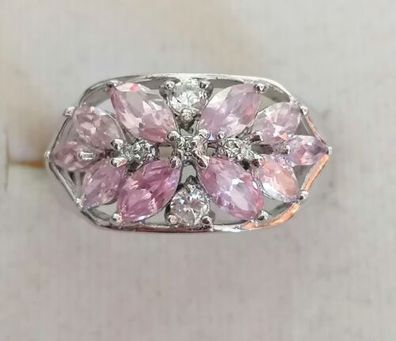 Antik Silber Ring 925 mit elegante pink Saphiren, Gr.59 , Art Deco, Top