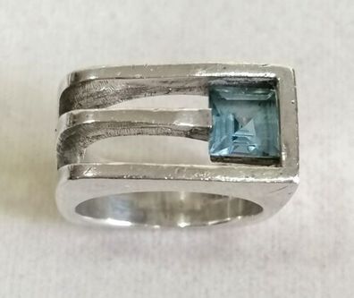 Sehr Massive Antik Silber Ring 925 mit Aquamarin, Gr.58, Art Deco, 14,32g, Top