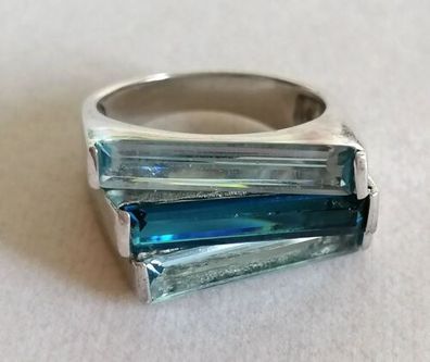 Antik Silber Ring 925 mit elegante Aquamarin, Gr.56, Art Deco, Rare, 8,5g , Top